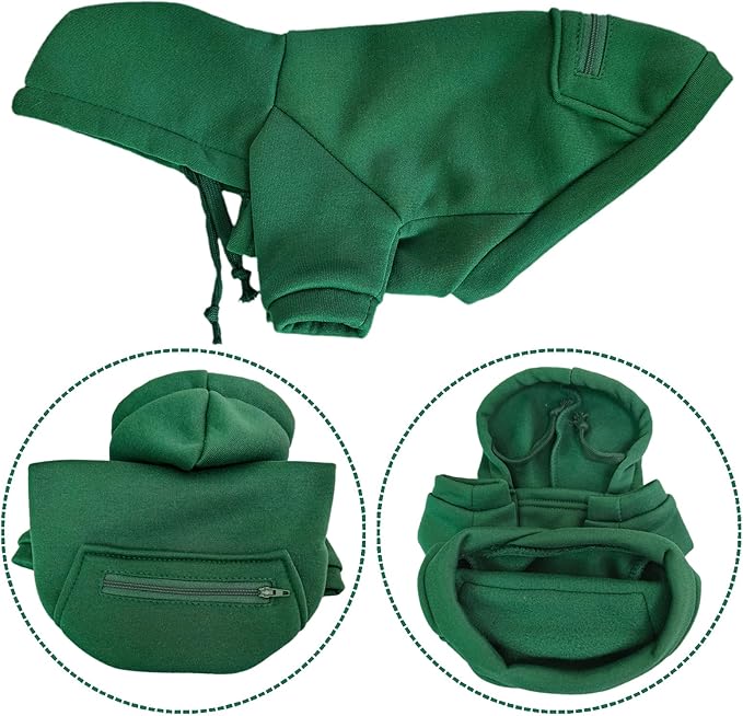 Jecikelon Pet Dog Cold Weather Coat with Pocket Winter Dog Hoodie Warm Puppy Clothes for Small Dogs Chihuahua Clothing (Green, Medium)