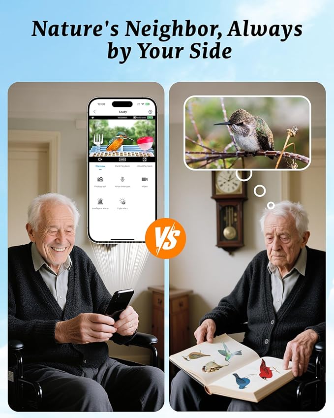 Smart Bird Feeder with Camera - 2.5K HD Bird Feeder Cameras Solar Powered, AI Birds Identification via App WiFi Outdoor Waterproof Birdhouse Watch Night Vision, 4000mAh Battery, Gift for Birdlovers