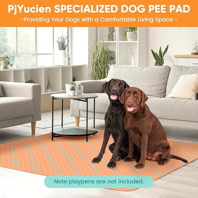 PJYucien Washable Pee Pads for Dogs, 71" x 71" Puppy Pads, Leak-Proof Potty Training Pads for Couch, Crate, Playpen, Bed, Sofa, Square. (Orange)