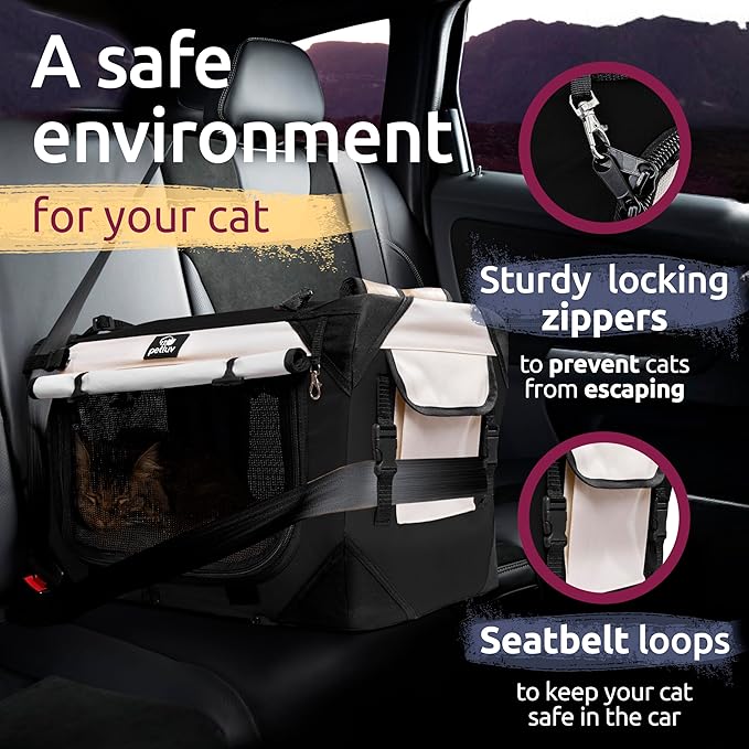 Large Cat Carrier & Dog Carrier for 2 Cats or Medium Dog. Soft Sided Pet Carrier for Travel. Collapsible, Portable with Soft Bed, Top & Side Loading, Locking Zippers, Puppy Crate & Kennel
