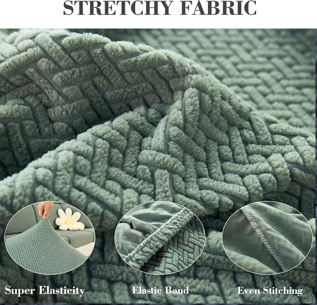 2Pcs Couch Arm Covers, Armrest Cover for Sofa, Sofa Arms Covers Washable Arms with Twist Pins Soft,Skin-Friendly for Pets (Texture Green, Armrest Cover)