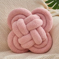 Xiashrk Knot Pillow Ball, 12" Soft Decorative Throw Pillows for Couch Bed, Gray Pink Knotted Plush Throw Pillow Handmade Square Cushion Home Couch Decor Pillows for Living Room