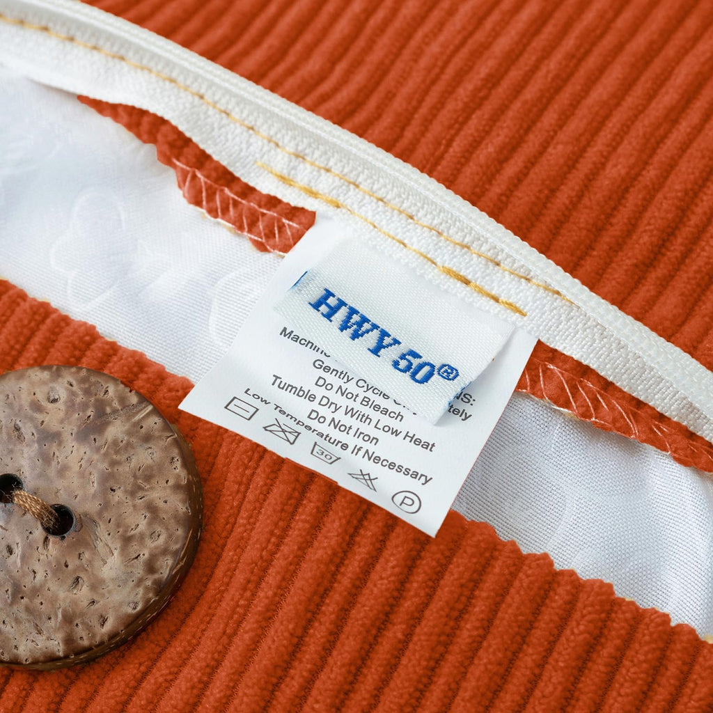 HWY 50 Burnt Orange Chenille Throw Pillow Covers 12x20 Inch with Triple Buttons, Soft Fall Farmhouse Accent Decorative Cushion Cases for Couch Sofa Bed Living Room Pack of 2 Rectangle