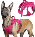 rabbitgoo Tactical Dog Harness for Large Dogs, No Pull Military Service Vest with Handle & Molle, Easy Control for Training Walking, Adjustable Reflective Straps, Rose Red, L
