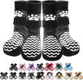 PUPTECK Anti Slip Dog Socks 2 Pairs with Double Grippers for Hardwood Floors, Shoes for Hot/Cold Pavement, Boots & Paws Protectors to Prevent Licking, Traction Booties for Senior Small Large Dogs