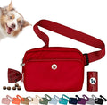 Puppington 3-in-1 Crossbody Dog Walking Bag & Treat Pouch with Matching Planet Safe Poop Bags & Built-In Dispenser - Dog Mom Gift for Puppy Training with Zippered Pockets (Ruby Red)