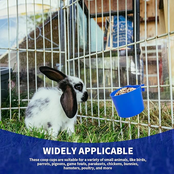 40 Pcs Cage Cups Birds Feeders Bird Water Dispenser Hanging Quail Waterer Plastic Chicken Feeding Watering Dish for Small Coop Parrot Parakeet PET Poultry Pigeon Gamefowl Food Seed Bowl Supplies(Blue)