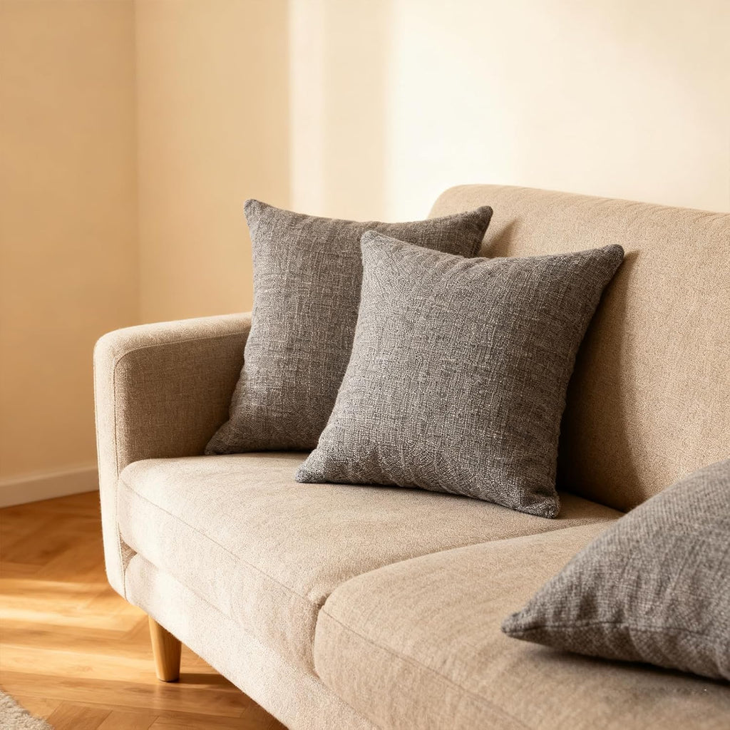 Throw Couch Pillow with Insert 18x18 Inches Set of 2 Square, Cute Modern Home Fall Decor for Living Room Sofa Bed Cushion Accent Case, Anthropologie Style Home Decor (Seagull Grey #P2-12)