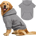 3XL Dog Sweaters for Large Dogs,Dog Hoodie,Cozy Fleece Interior Sweatshirt with Hood & Pocket,Leash Hole,Pet Clothes Sweater for Small,Medium,and Large Dogs,Grey&3XL