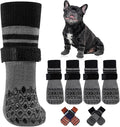 Kuoser Non Slip Dog Socks for Hardwood Floors,4Pack Anti-Slip Dog Grippy Socks to Prevent Licking Paws,Dogs Booties Paw Protectors with Double-Sided Traction for Small Medium Large Senior Dogs,Gray S