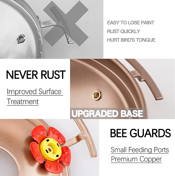 Hummingbird Feeder, 34OZ Hand Blown Glass Hummingbird Feeders for Outdoors Hanging, 4 Feeding Perch with Ant Moat Leakproof, Garden Yard Decor Gifts for Women Mom (Golden Balloon)