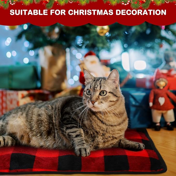 4 Pack Self Heating Cat Bed Cat Self Warming Pad with Removable Cover Extra Warm Thermal Pet Pad Washable Pet Crate Mat Anti Slip Kennel for Indoor Outdoor Pets (Buffalo Plaid,16 x 20 Inches)