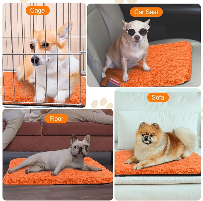 4 Pack Self Warming Cat Bed Indoor Self Heating Dog Cat Pad Washable Thermal Pet Kennel Pad Crate Bed Mat Reflect Body Heat for Outdoor (Orange,16 x 20 Inch)