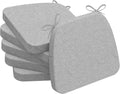 AAAAAcessories D-Shaped Chair Cushions, 2" Thick Dining Chair Pads with Ties and Removable, Machine-Washable Cover, 17" x 16", Set of 6, Light Gray