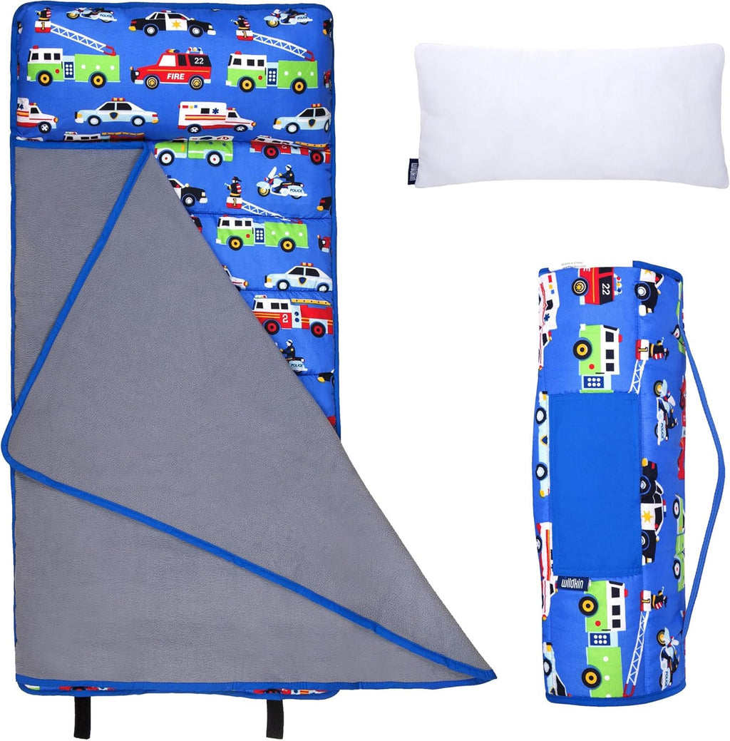 Wildkin 43-inch Kids Nap Mat – Soft Microfiber Toddler Sleeping Mat with Pillow