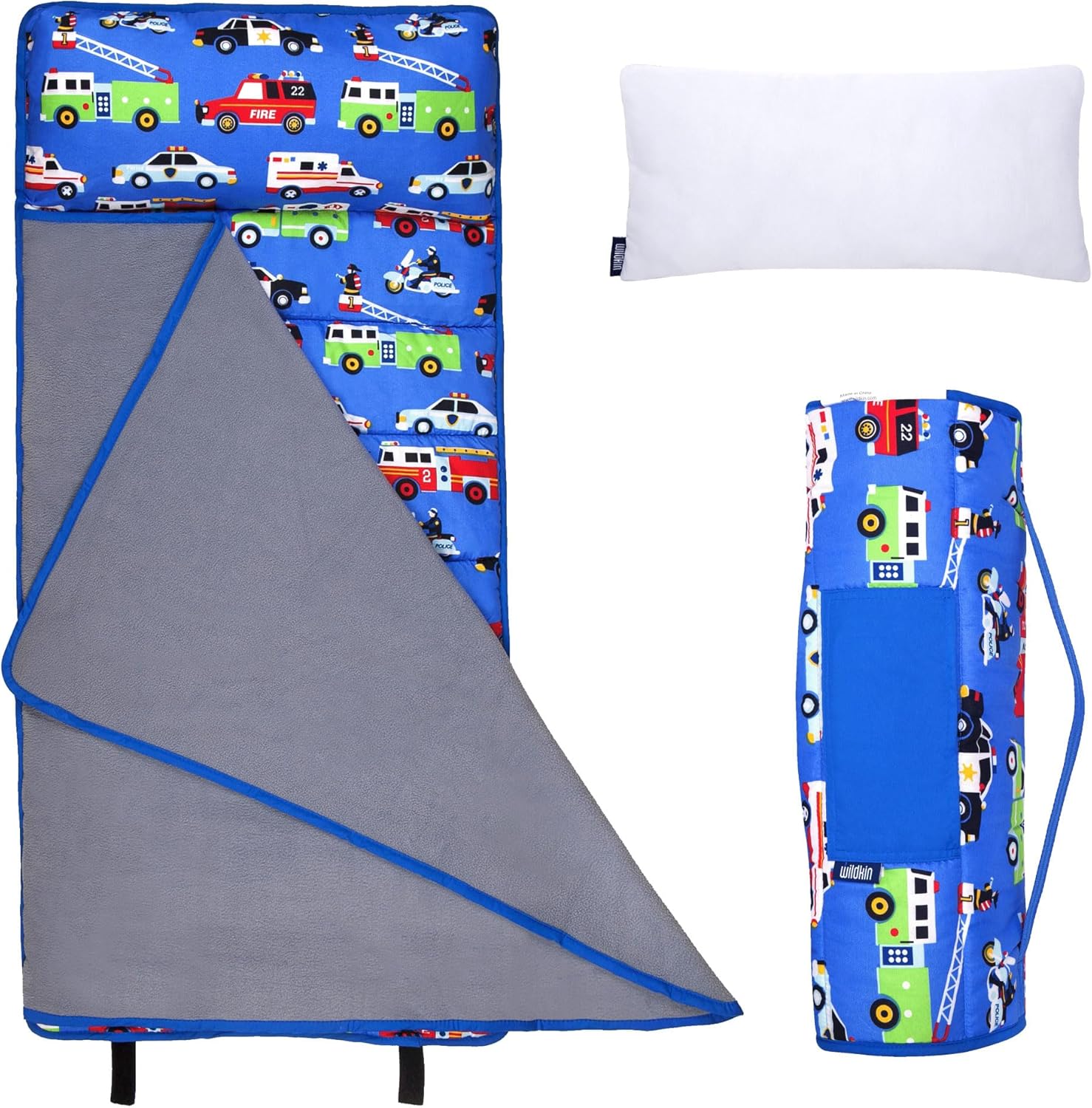 Wildkin 43-inch Kids Nap Mat – Soft Microfiber Toddler Sleeping Mat with Pillow