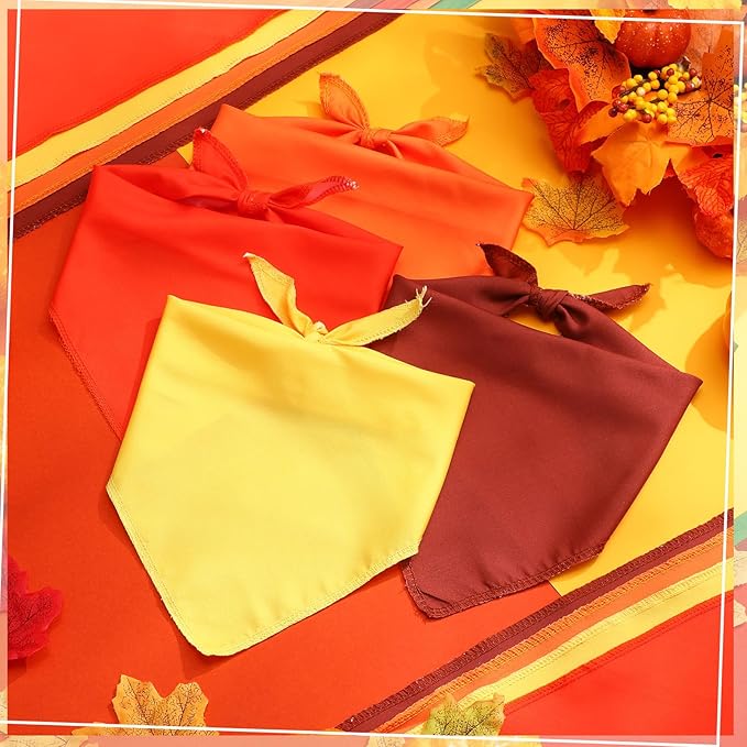 48 Pcs Fall Dog Bandanas Bulk Sublimation Blank Bandanas for Dogs Heat Transfer Triangle Bibs DIY Scarf for Small Medium Large Puppy Pets Halloween Christmas Costume(Red Yellow Orange Brown)