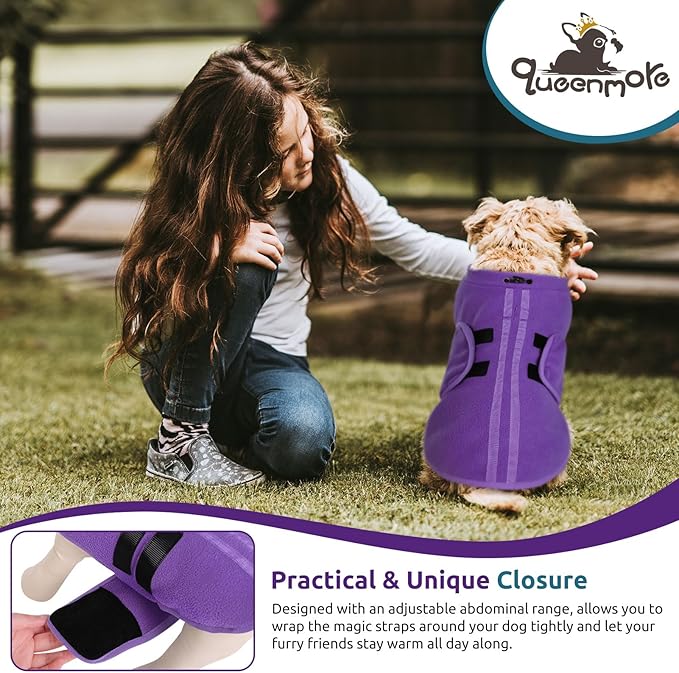 Queenmore XXL Dog Sweater, Soft Fleece Vest Pullover Dog Jacket with Leash Hole, Warm Winter Dog Clothes Cold Weather Doggy Dachshund Sweaters for Large Dogs Cats Boy or Girl (Lavender, XXL)