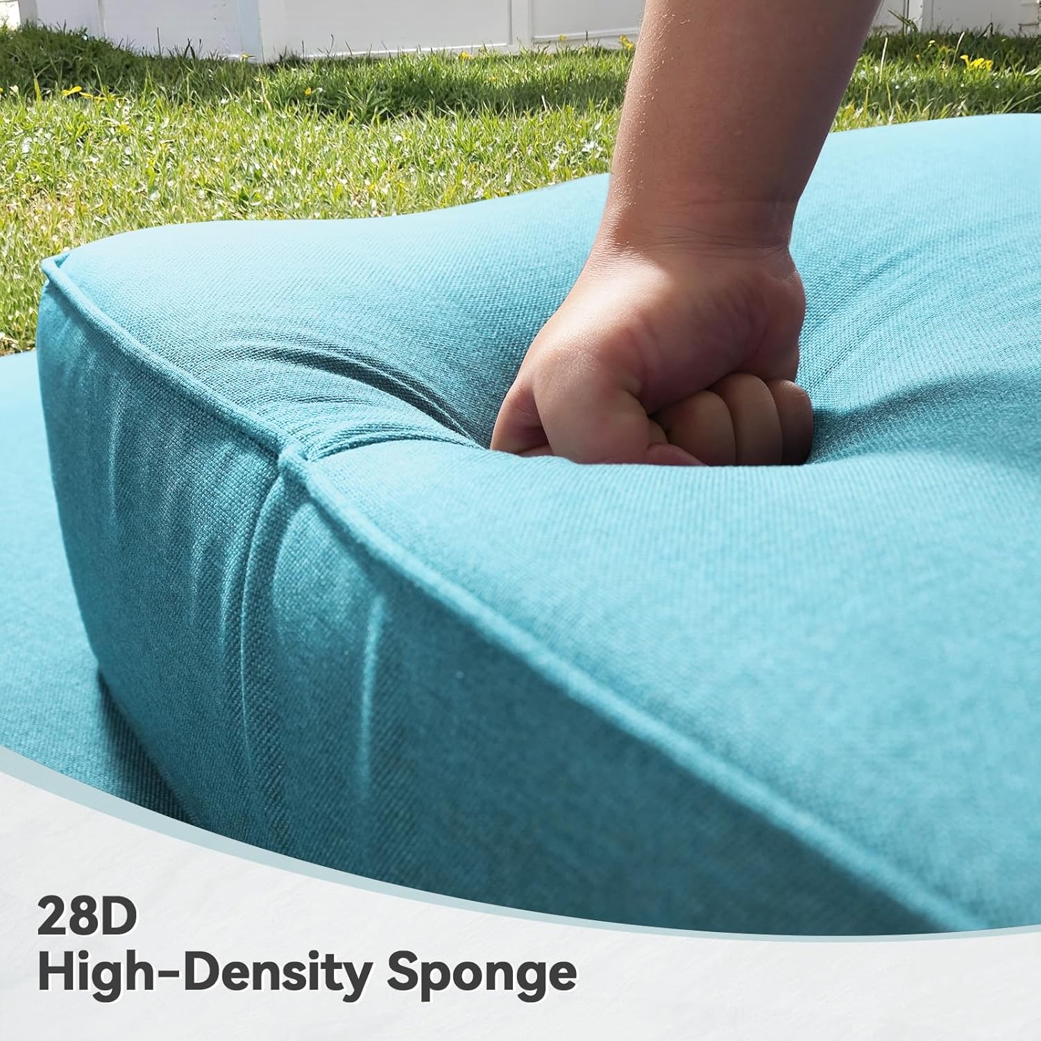 6" Thick Outdoor Cushions 22x24x6, 4-Set Deep Seat Patio Cushions with Removable Cover, Waterproof & Fade Resistant Replacement for Wicker Chair, Loveseat, Sofa - Teal