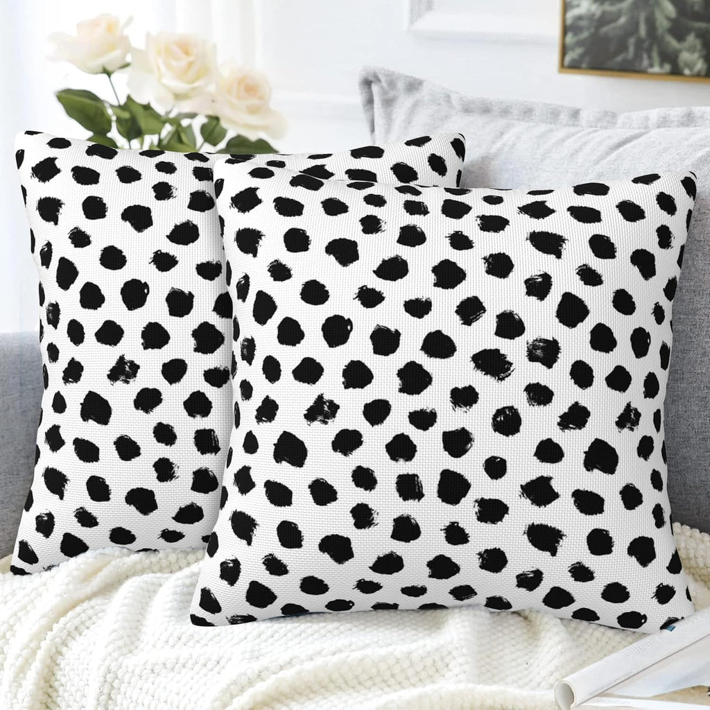White and Black Spot Throw Pillow Covers Set of 2 Polka Dot Pillow Covers 20x20 Inch Modern Farmhouse Home Decorative Pillow Cases Cushion Cover for Sofa Living Room Office