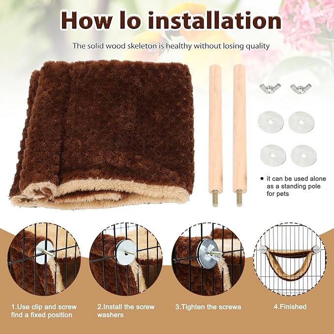 BWOGUE Winter Warm Bird Nest Bed Hanging Hammock Snuggle Hut Parrot House Tent Toy Bird Cage Perch for Parakeet Budgies Cockatiels Lovebird Cockatoo Finch Hamster Chinchilla Guinea Pig