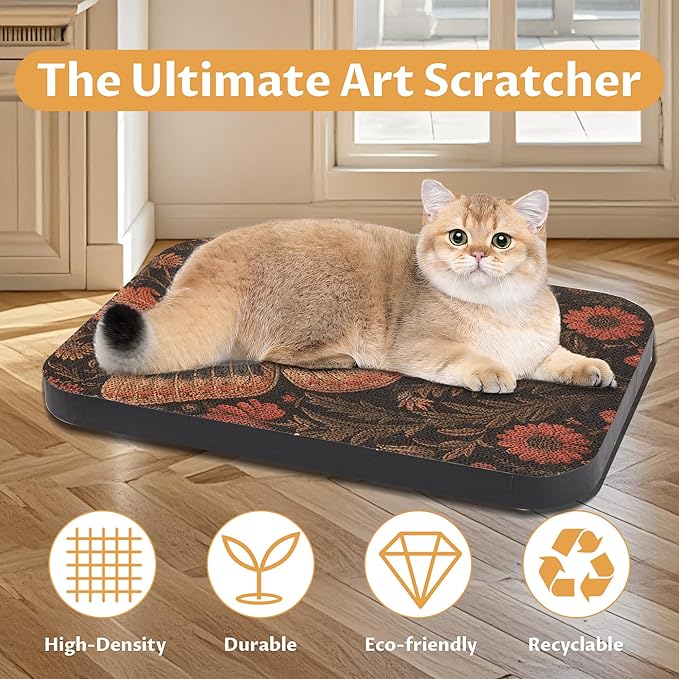 2 Pack Art Cat Scratcher, Wall-Mountable Cat Scratch Pad, Wall Cat Scratcher 16.7x11x1 Inch Cat Scratching Board for Indoor Cats Toy(Butterfly & Rabbit)