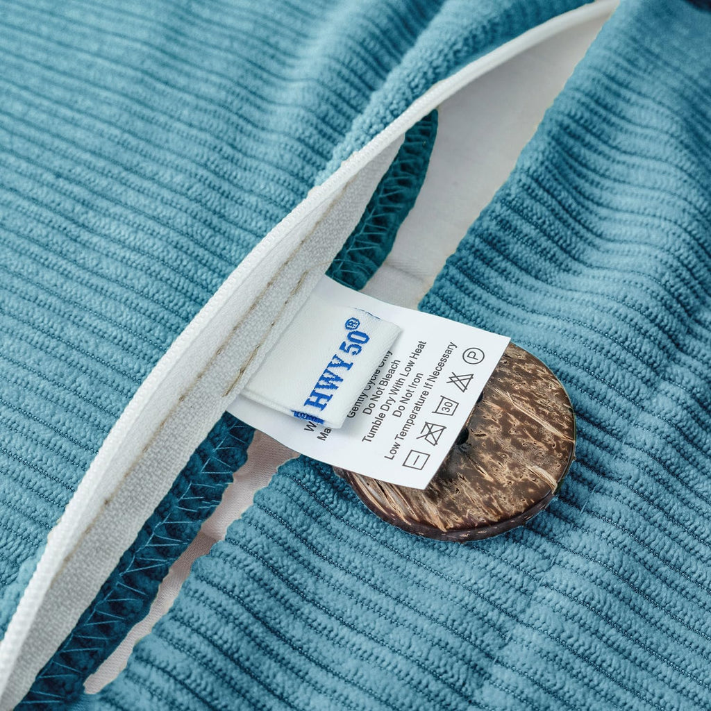 HWY 50 Smoke Blue Chenille Throw Pillow Covers 20x20 Inch with Triple Buttons, Soft Farmhouse Accent Decorative Cushion Cases for Couch Sofa Bed Living Room Pack of 2