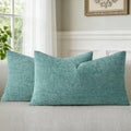 a moment Teal Chenille Throw Pillow Covers 12x20 Inch Pack of 2 Modern Decorative Throw Pillow Covers Farmhouse Cross Covers Home Decor for Sofa Bedroom Living Room