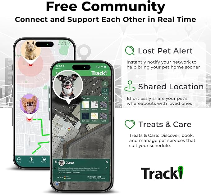 Tracki Dog GPS Tracker – Real-Time Dog Tracker & Pet Tracker – GPS Tracker for Dogs – Smart Alerts, Geo-Fence, Waterproof, Collar-Compatible – Long-Life Battery – iOS & Android (Subscription Required)
