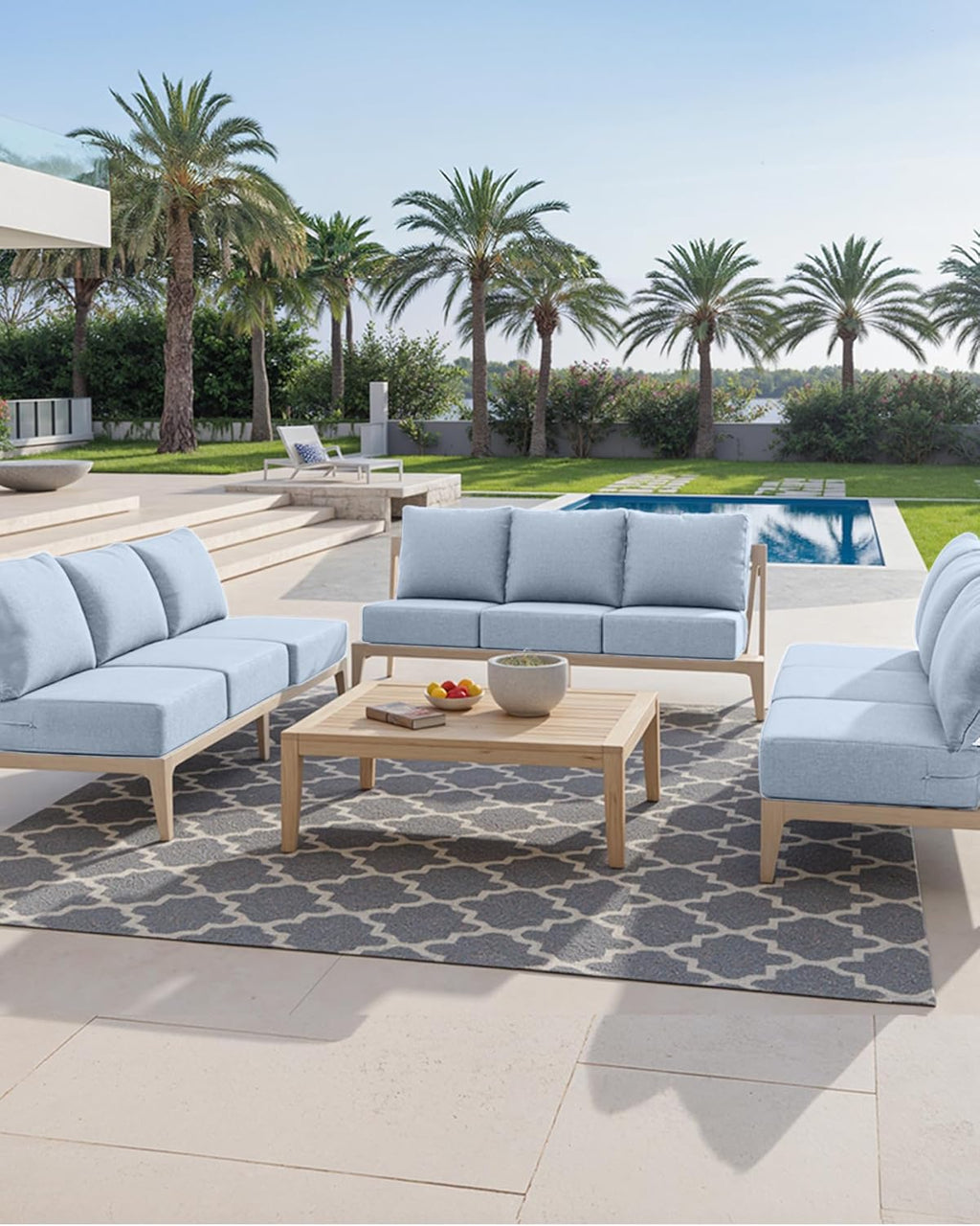 Luxury 24x24x6 Inch Outdoor Cushions - Water&UV&Fade Resistant 1 Set Zippered Patio Chair Cushion for Wicker Dining Rocking Swivel Chairs Loveseat Couch Sectional Sofa - Baby Blue