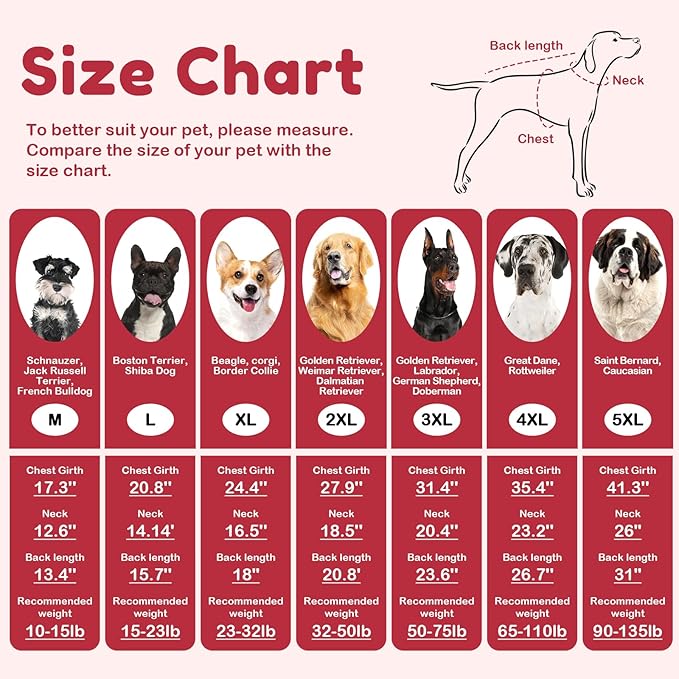 Large Breed Dog Sweaters, Warm Winter Fall Turtleneck Knitwear for Girls Boys, Christmas Sweater, Pet Sweatshirt Clothes Outfit for Great Dane, Doberman (Red XXXXL)