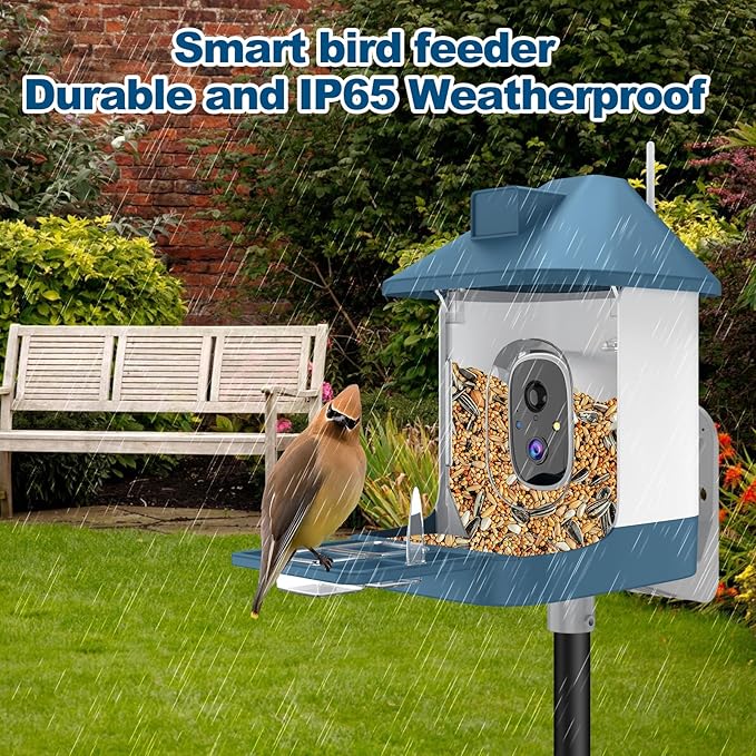 Bird Feeder with Camera,Smart Birdwatching Camera with Solar Powered,AI Identify Species,Instant Notifications,FHD Live View,Auto Record Video in Backyard,Ideal Gifts for Family and Bird Lovers