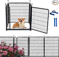 32 in(H) Garden Fence, 4 Panels Total 8.9 Ft(L), 21 in Wide Low Threshold Gate, Temporary Fence for Dogs Outdoor, Fencing for Garden Beds, Heavy Duty Metal Dog Fences, Animal Barrier Fences