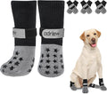 Non Slip Dog Socks to Prevent Licking Paws - Dog Booties for Hardwood Floors Anti Slip - Grippy Socks for Senior Dog - Double Side Paw Protector Prevent Scratching for Hot Pavement. (Grey, S)