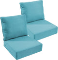 Outdoor Chair Cushions Set of 2, Waterproof 24x24 Patio Chair Cushions, 6" Thickened Seat Cushion for Outdoor Furniture, Couch Cushion Replacement, Include 2 Back & 2 Seat Cushion, Thick/CyanBlue