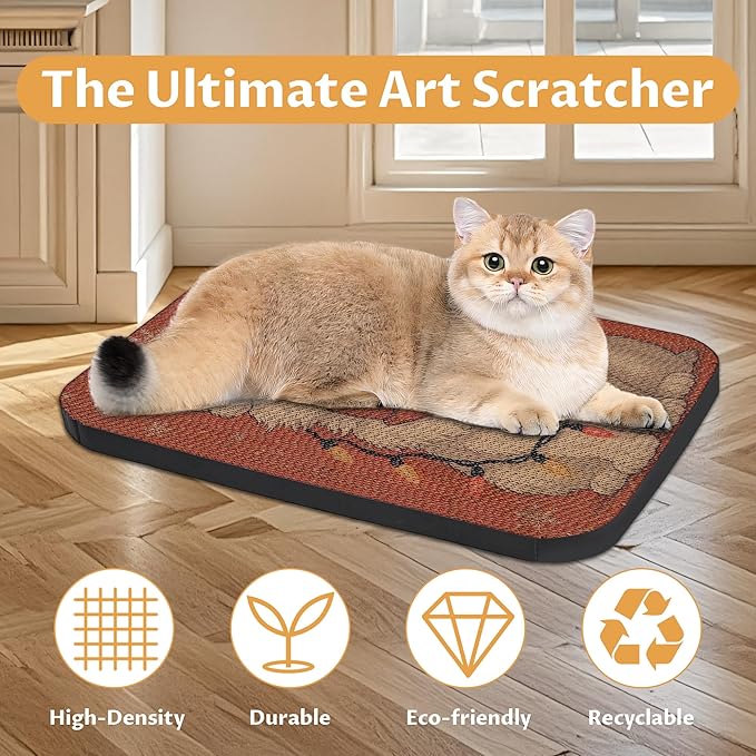 2 Packs Art Cat Wall-Mountable Scratching Board 16.7x11x1 Inch Cat Wall Scratch Pad and Scratcher for Indoor Cats Furniture Protector (Christmas)