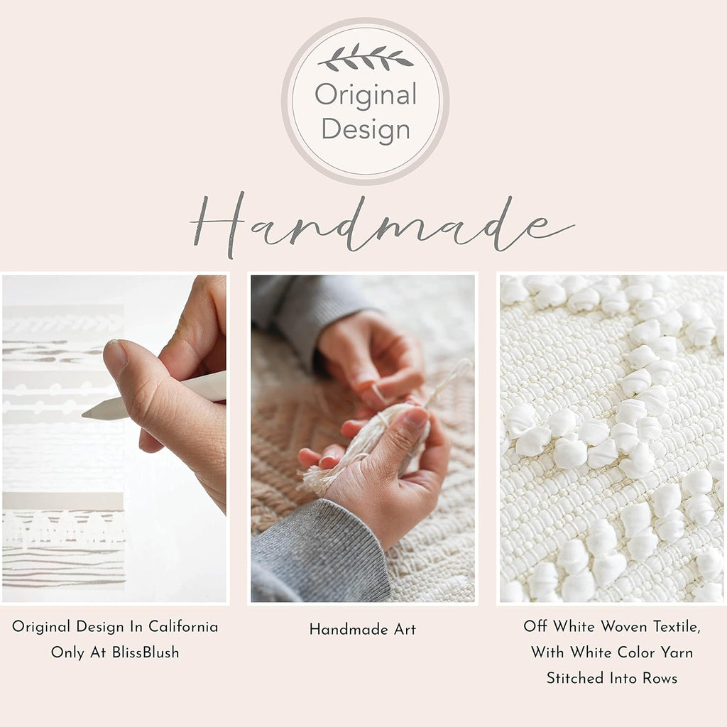 BlissBlush Pure White Decorative Throw Pillow Cover 22X22, Boho Accent Pillow for Couch, Square Modern Farmhouse Pillowcase for Living Room Couch Sofa Cushion Home Décor (Pack of 1)