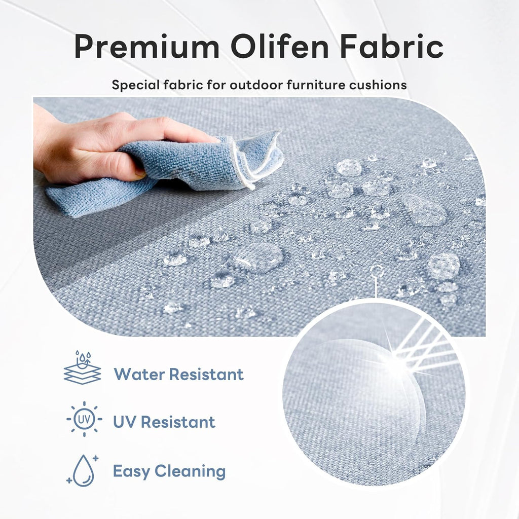 6" Thicker Outdoor Chair Cushion 8 Sets - 24" *24" *6" Waterproof Patio Furniture Cushions with Removable Cover, 28D High Density Sponge Filling Thicken Outdoor Patio Cushions - Baby Blue