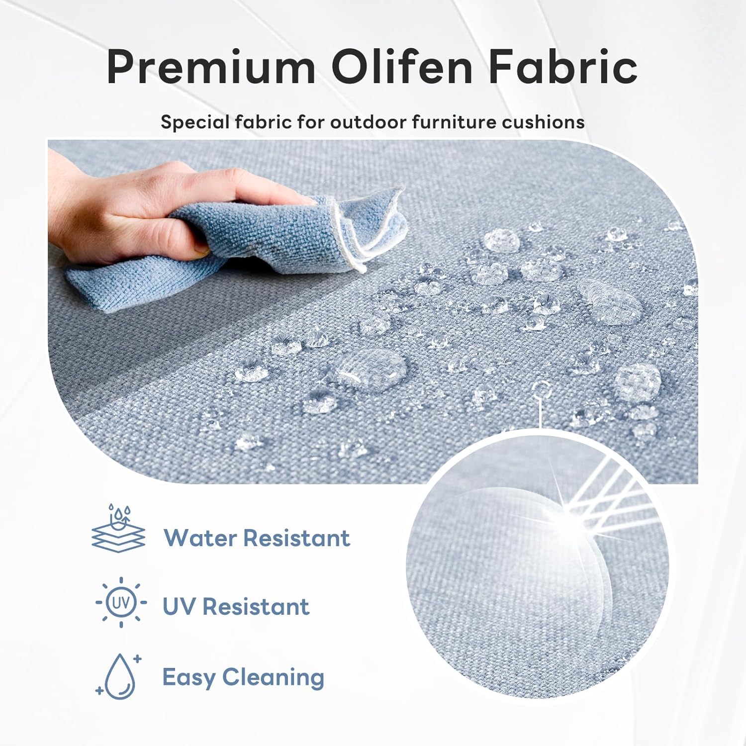 6" Thicker Outdoor Chair Cushion 8 Sets - 24" *24" *6" Waterproof Patio Furniture Cushions with Removable Cover, 28D High Density Sponge Filling Thicken Outdoor Patio Cushions - Baby Blue