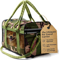 | TSA Airline Approved |Soft Sided Pet Carrier | Cat Carrier | Dog Carrier| Pets Up to 15 lbs | Leash & Luggage Strap | Camo Green Handle
