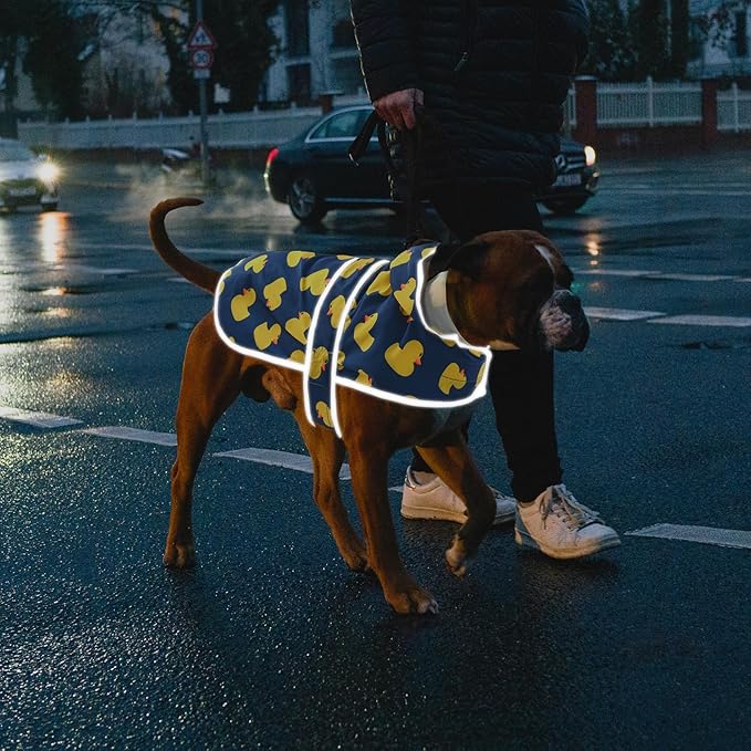Dog Raincoat for Small Dogs Puppies Waterproof Hooded Rain Jacket with Reflective Strips Leash Hole & Poncho Adjustable Fit (Duck,XS)