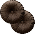 2 Pcs Round Throw Pillows Decorative Pumpkin Velvet Boho Pleated Bed Pillows Back Support for Couch Chair Dorm Car 14.96'' (Brown)
