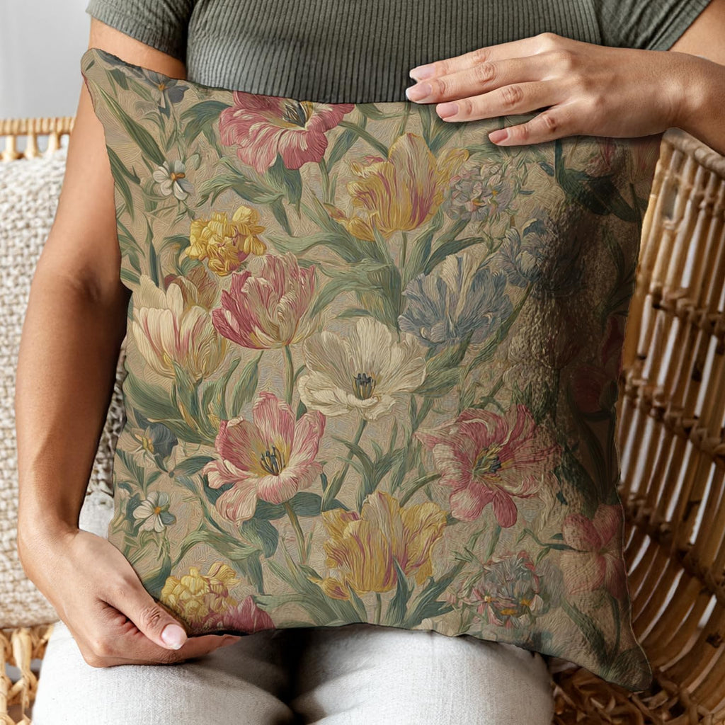 Bohemian Pillow Covers | Vintage Floral & Carpet Design | Double Sided Blue White Decorative Pillowcases for Couch, Bed | Indoor Outdoor Boho Home Decor (White&Pink, 18x18inches)