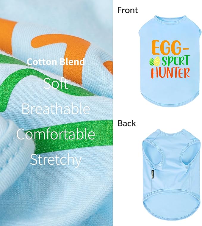 Fitwarm Egg-spert Hunter Dog Easter Outfit, Summer Clothes for Small Dogs Boy Girl, Pet Outfit, Blue, Red, Green, Orange, XS