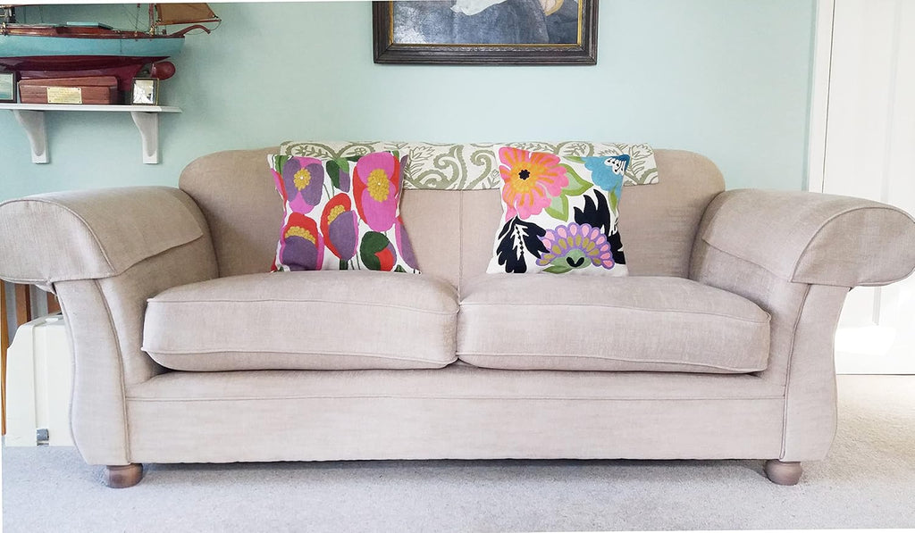 Daisy Floral Pillow Cover Hand Embroidered Flower Throw Pillowcase Traditional Floral Outdoor Suzani Cushion Boho Flower Throw Pillow Chair Cushion Wool Size - 18x18