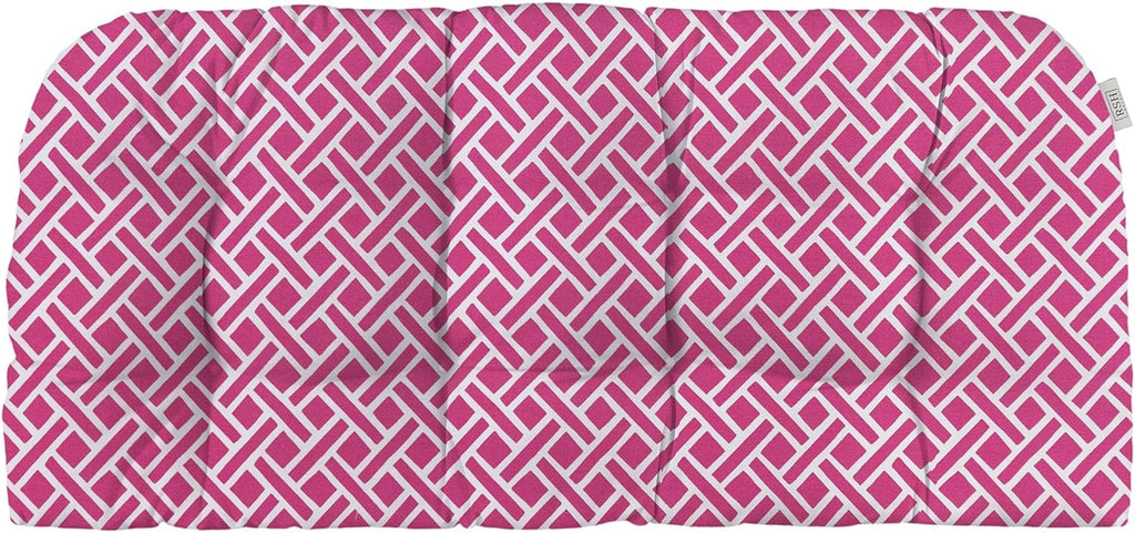 RSH DECOR: Tufted Wicker Loveseat Cushion | 41” x 19" | All-Weather Spun Fabric | Water and Fade-Resistant | Outdoor Settee Cushion for Patio Furniture | Midnight Melody Pink
