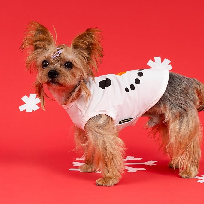 Fitwarm Snowman Dog Christmas Outfit, Holiday Dog Clothes for Small Dogs Boy Girl, Cute Pet Shirt, Black, White, Orange, Small