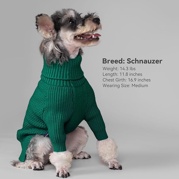 cyeollo 4XL Dog Sweater,Pullover Turtleneck for Large Dogs Classic Knitwear Fall Winter Cold Weather Dog Clothes Warm Pet Apparel Large Big Dogs Sweaters Male&Female, Green XXXXL