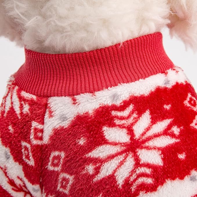 POMIU Dog Sweater, Dog Sweaters for Small Medium Dogs or Cat, Warm Soft Flannel Pet Clothes for Dogs Girl or Boy, Dog Shirt Coat Jacket (Xmas Red+Xmas White, X-Small)