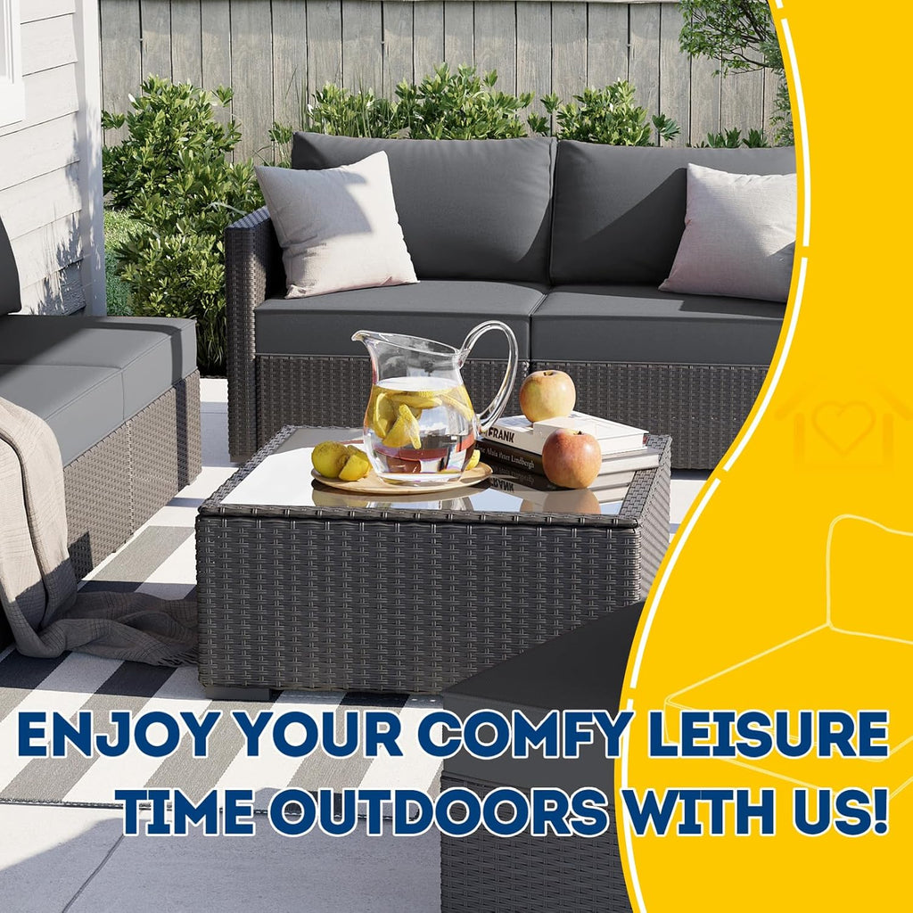 AAAAAcessories Outdoor Deep Seat Cushions, Waterproof, Fade-Resistant Patio Furniture Replacement Cushions, 25.5" x 25.5" x 5" + 25.5" x 13.5", Dark Gray